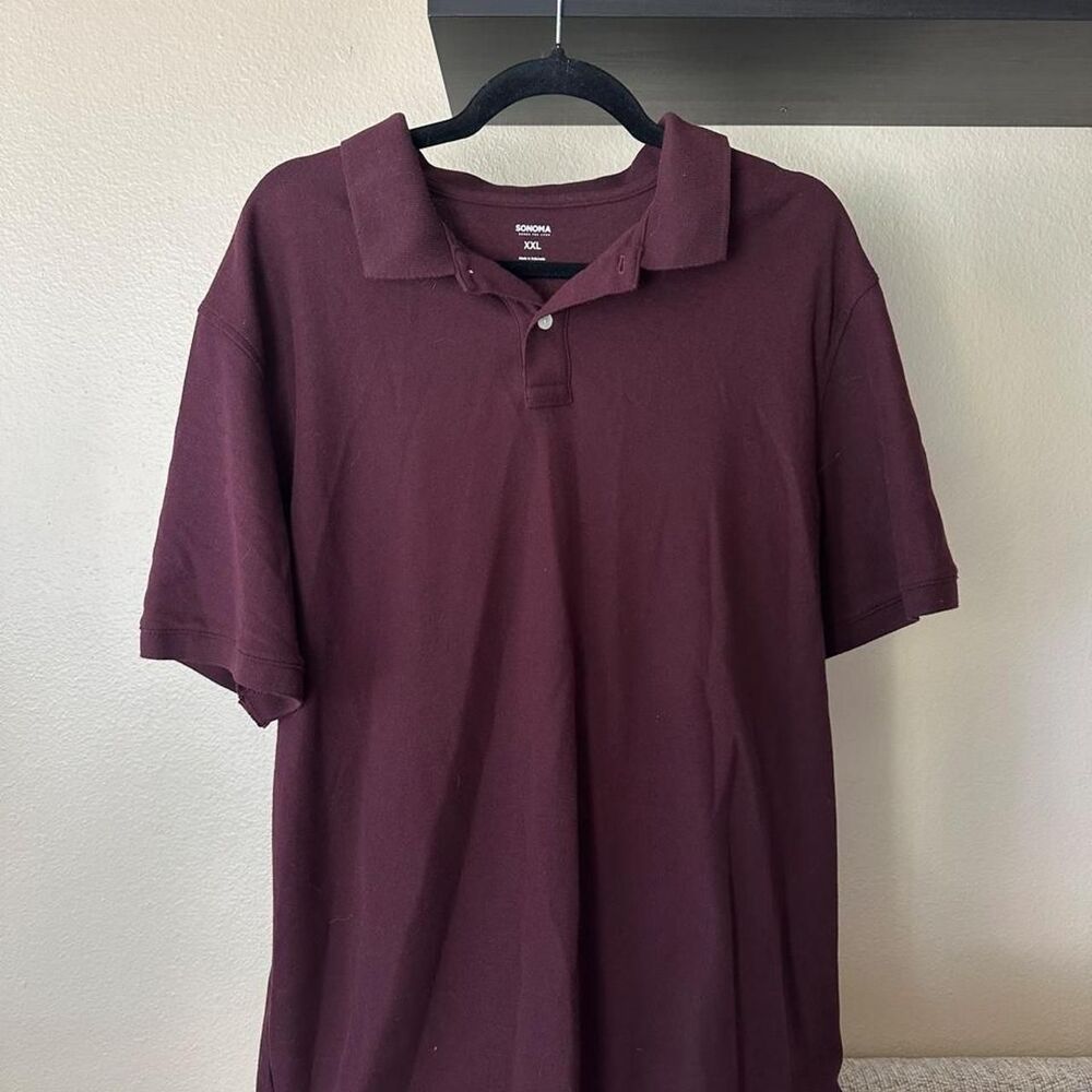 Sonoma-goods-for-life Men's Burgundy and Purple Polo-shirts